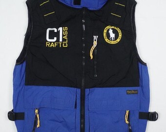 Polo Ralph Lauren Vest Jacket Blue Black Rafting Guide C1 Class Sailing M