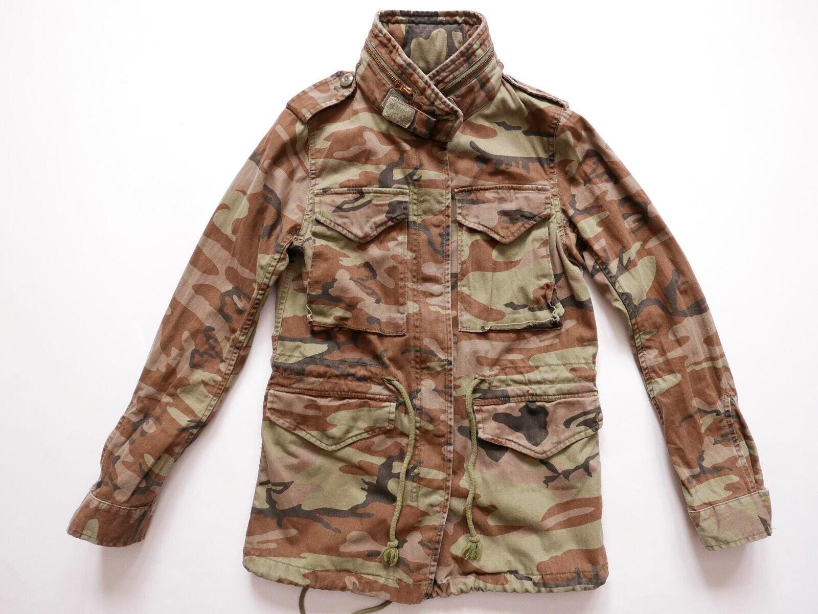 Ralph Lauren Denim & Supply Jacket Camo Moro USA Flag Distressed