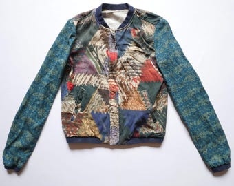 Chaqueta vaquera Ralph Lauren & Supply Bomber con parches de hojas, estilo vintage, talla XS