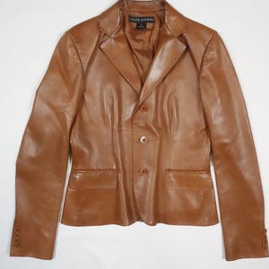 Ralph Lauren Black Label Blazer Jacket Coat Brown Leather USA RARE Vintage 8