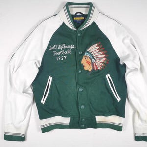ジャケット・アウター Indian Head Varsity Jacket 80s Avirex Varsity Vintage Indian Head Jacket Leather Nylon M NWOT | eBay