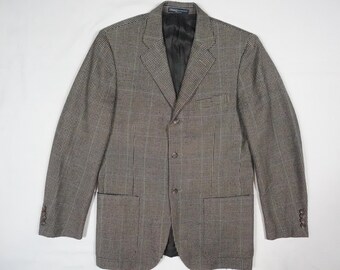 Chaqueta tipo blazer Polo Ralph Lauren, abrigo de lana y cachemira con estampado de espiga y cuadros, talla 48.