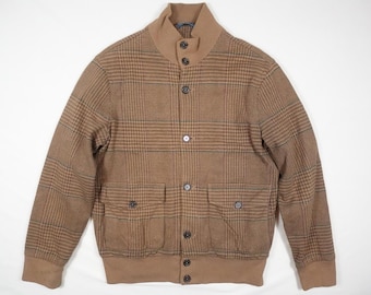 Chaqueta bomber Polo Ralph Lauren con estampado de pata de gallo y cuadros, color marrón, RARA, talla M