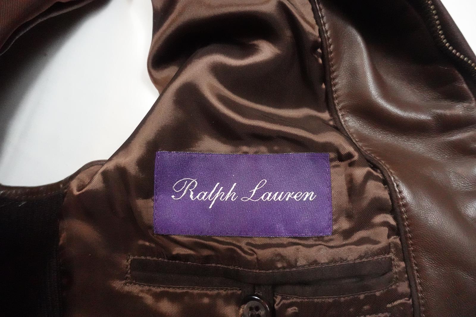 Ralph Lauren Purple Label Vest Brown Leather Quilted Italy 