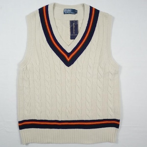 Polo Ralph Lauren Vest Sweater Cricket Cable Knit Tennis Wool Cashmere NWT L