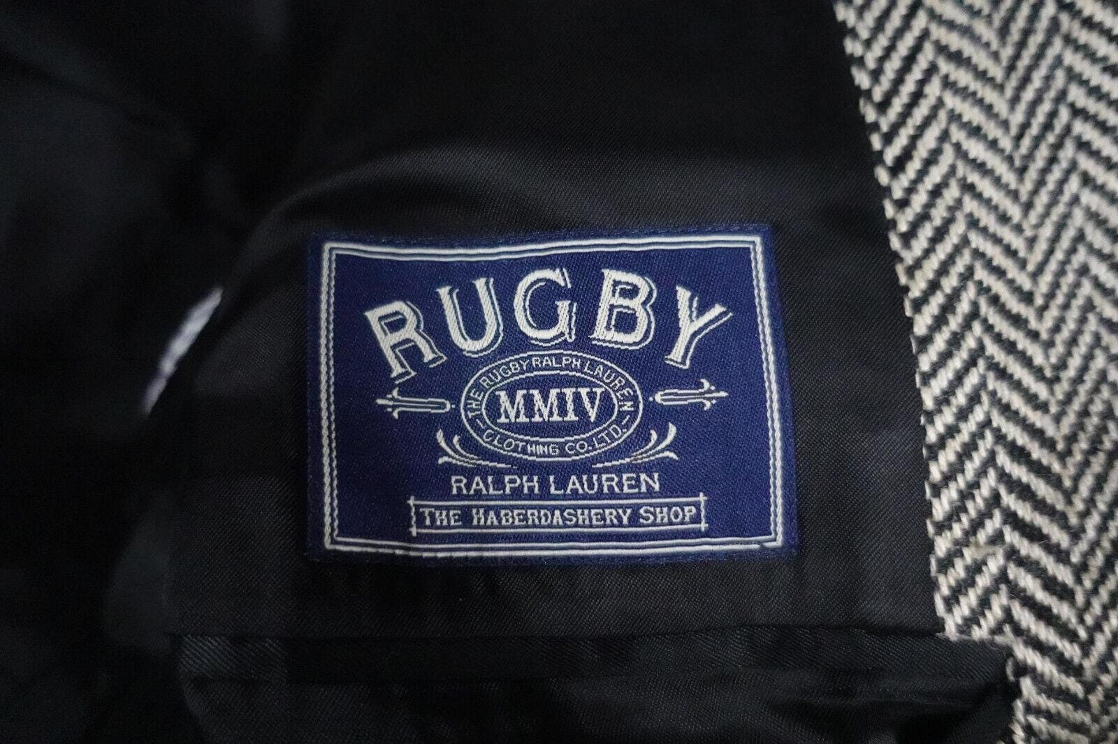 Ralph Lauren Rugby Blazer Jacket Herringbone Tweed Linen Silk