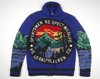 Polo Ralph Lauren Tröja Respect Wildlife Cardigan Country Wool Sportsman M