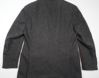Polo Ralph Lauren Blazer Jacket Coat Gray Graphite Herringbone Wool Italy 54