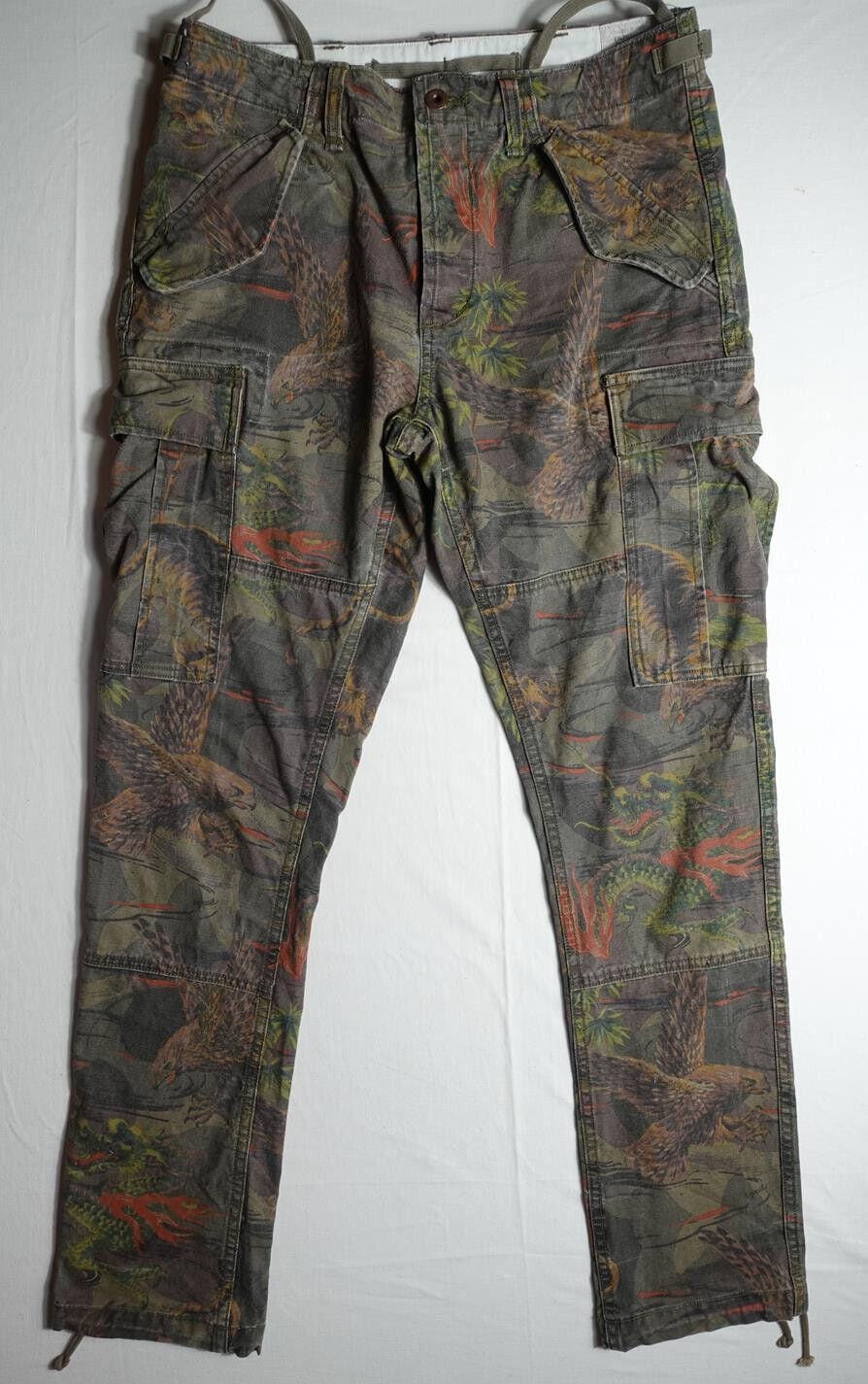 Polo Ralph Lauren Pants Camo Military Tiger Dragon Eagle Cargo RARE 28/32