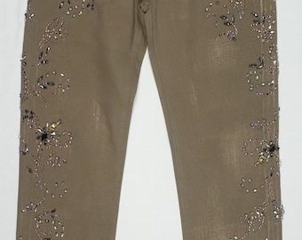 Ralph Lauren Purple Label Pants Crystal Embellished 750 Jeans Khaki NWOT 26