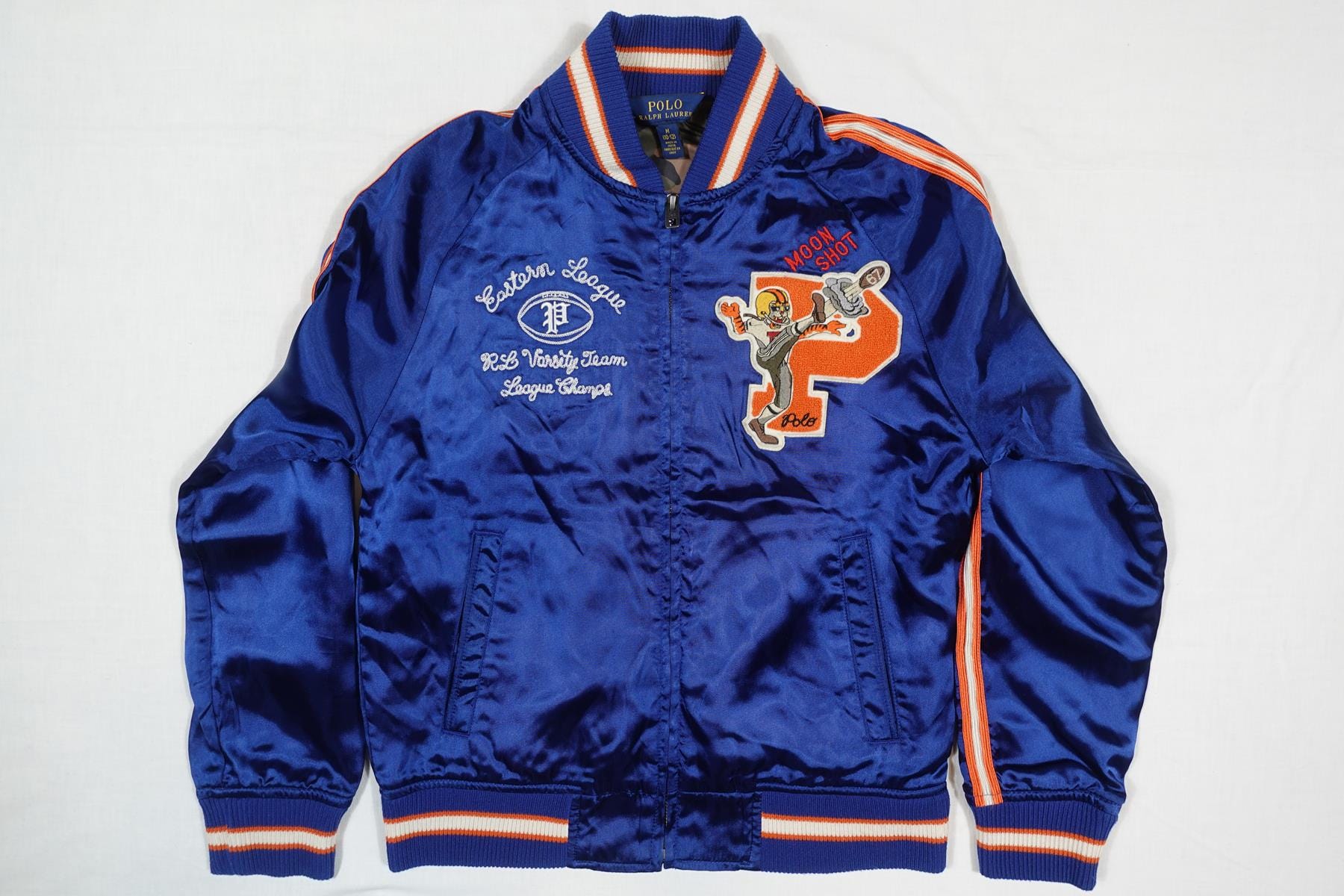 Polo Ralph Lauren Jacket Varsity Blue Satin Tigers Letterman P