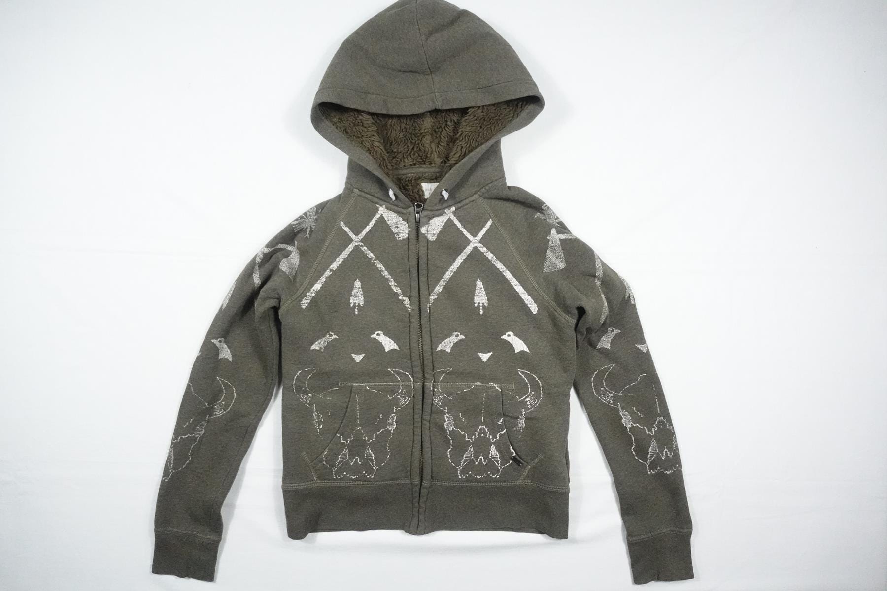 Ralph Lauren Denim & Supply Hoodie Aztec Indian Chief Southwestern Fur RARE XS