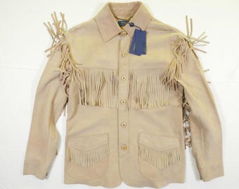 Polo Ralph Lauren Jacket Southwestern Indian Aztec Fringe Leather RARE NWT XS