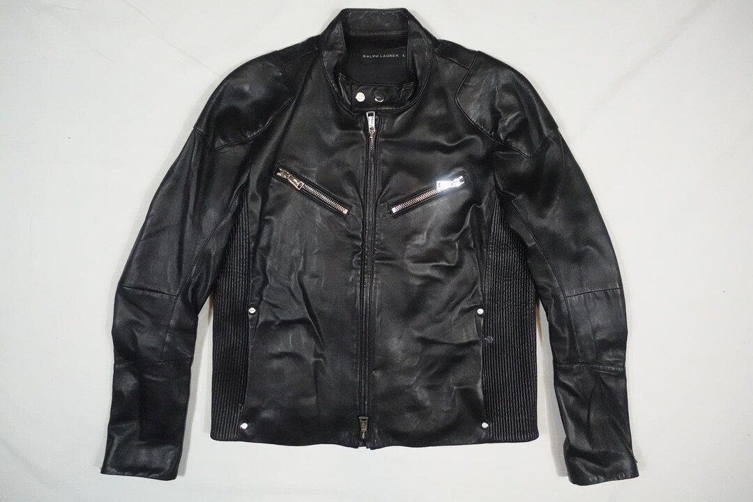 Ralph Lauren Black Label Jacket Motorcycle Biker Leather Bomber