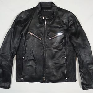 Ralph Lauren Black Label Jacket Motorcycle Biker Leather Bomber RARE L