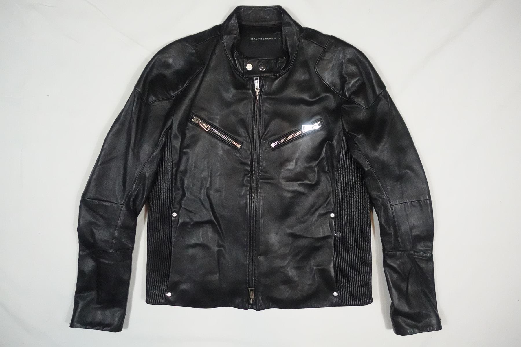 Ralph Lauren Black Label Jacket Motorcycle Biker Leather Bomber