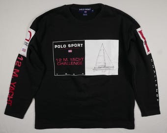 Ralph Lauren Polo Sport Sweatshirt Crewneck Sailing 12 M Yacht Challenge RARE S