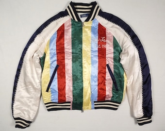 Polo Ralph Lauren Jacket Bomber Souvenir Hawaii Striped Varsity RARE S