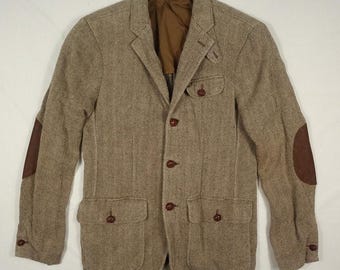 Polo Ralph Lauren Blazer Jacket Asford Sport Coat Herringbone Linen Silk RARE 40