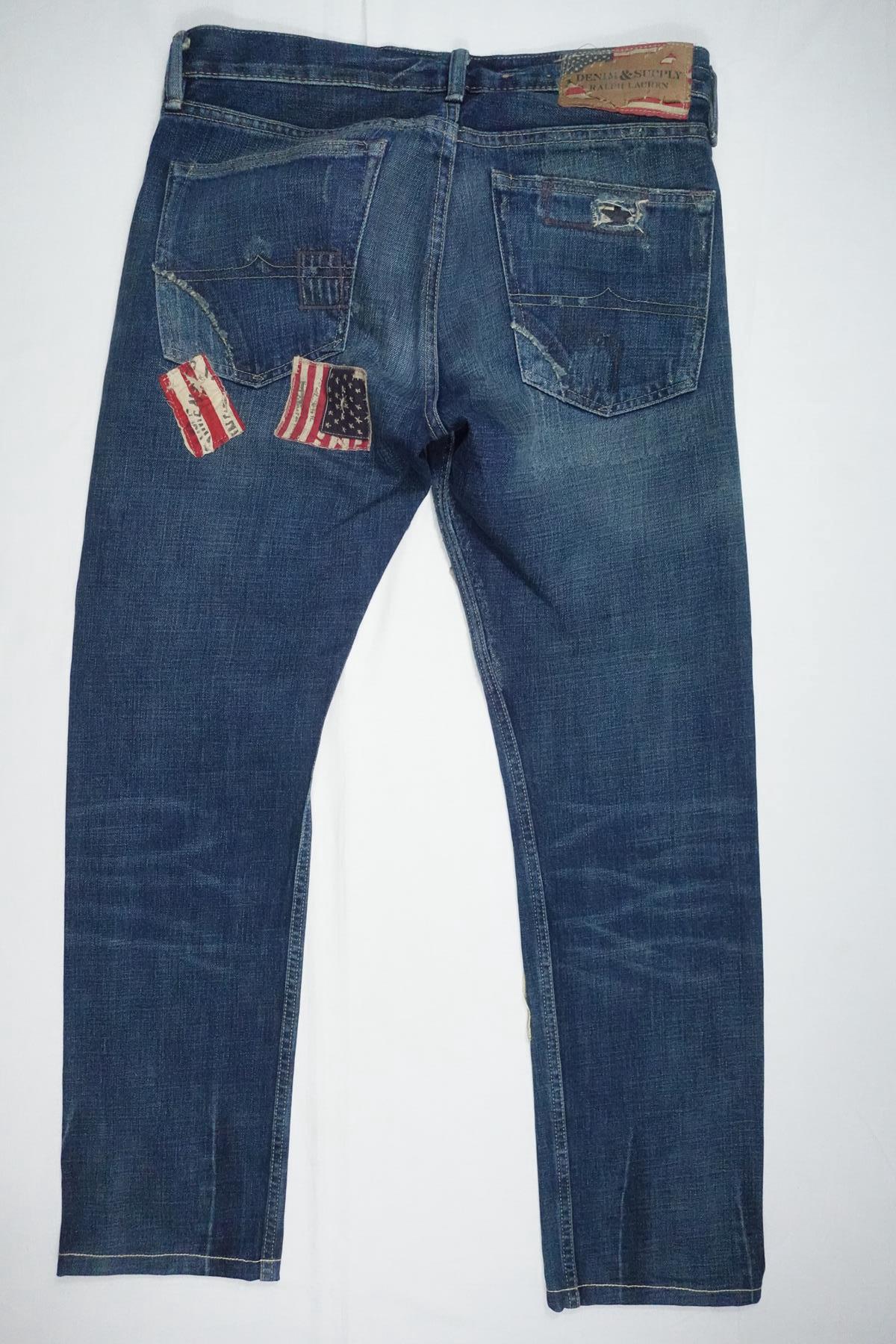 Ralph Lauren Denim & Supply Jeans Pants Patchwork USA Flags RARE 