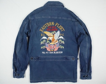Polo Ralph Lauren Jacket Indigo Military Cargo Eastern Tiger Embroidered RARE XS