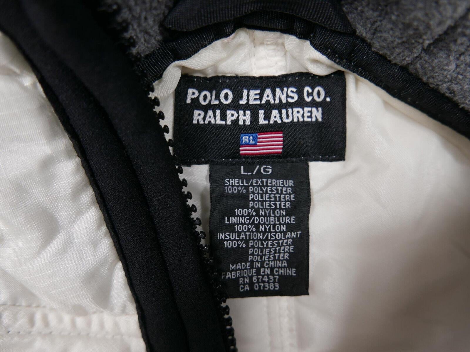 Ralph Lauren Polo Jeans Jacket Fleece NASA USA Flag Zip Vintage 