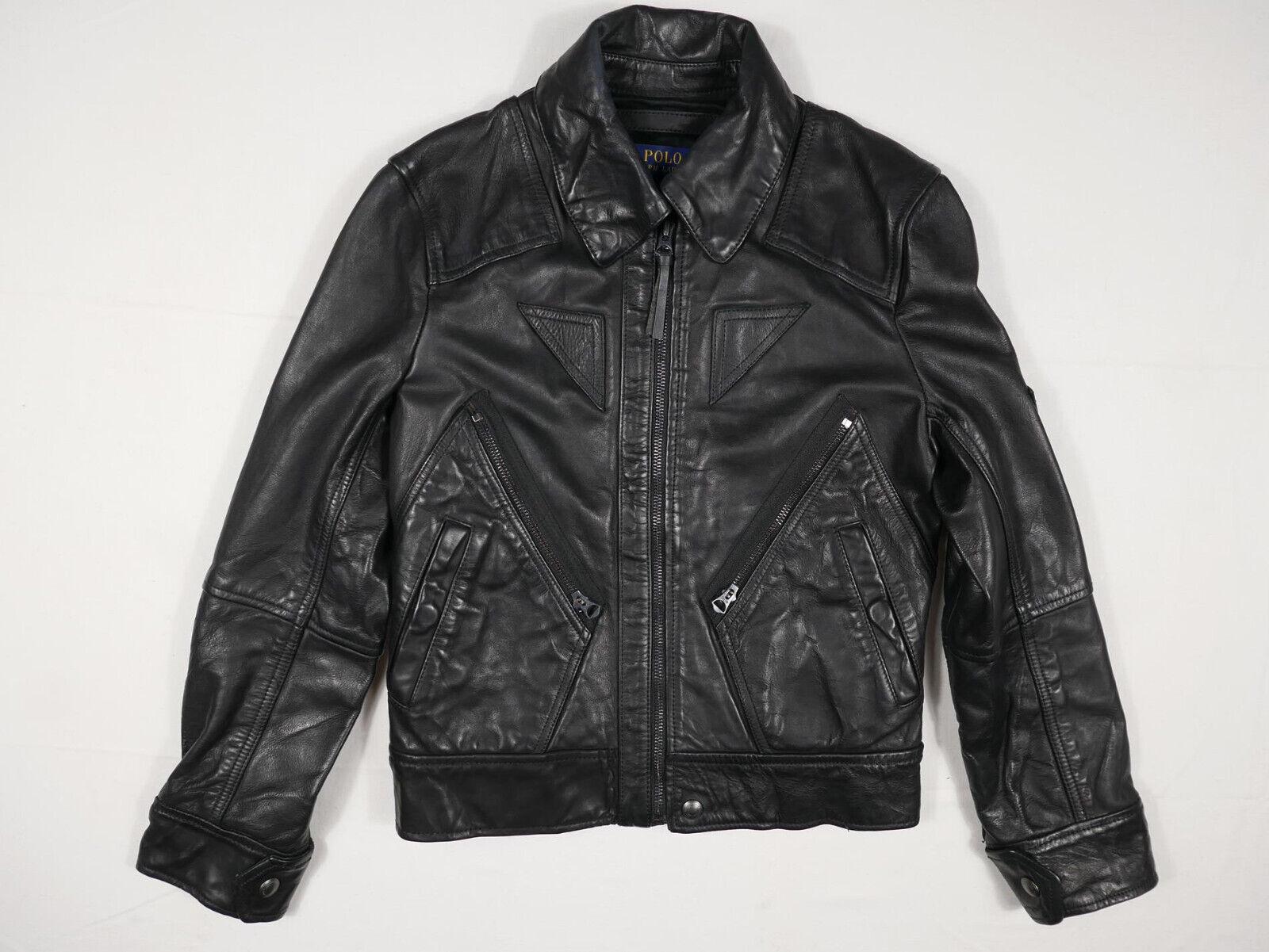 ポロ ラルフローレン ジャケット レザー ブラック ボンバー モト