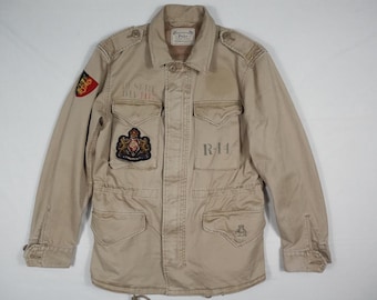 Polo Ralph Lauren Jacket Military Tan Twill Surplus M-65 Crest Cago Desert S