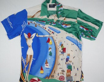 Polo Ralph Lauren Shirt Riviera Italia USA Regatta Sailing Rayon Vintage 90s L