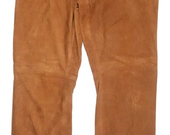 Spodnie Ralph Lauren Black Label, skóra zamszowa, brąz, rzadkie, rozmiar M