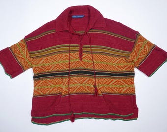 Suéter Ralph Lauren Blue Label de lino y seda india azteca, raro, vintage, talla S, M