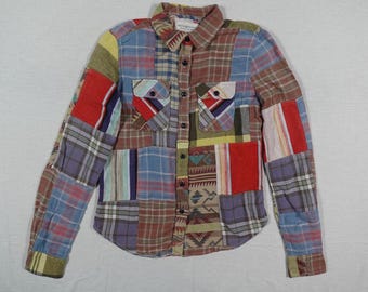Camisa Ralph Lauren Denim & Supply con cuadros patchwork y franela india azteca, talla XS rara