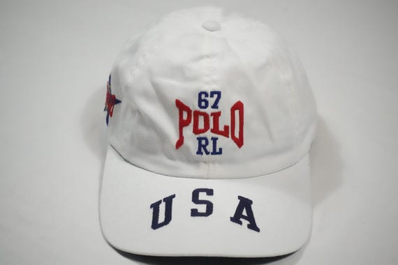 ラルフローレン キャップ ホワイト USA フラッグ 67 レア ヴィンテージ