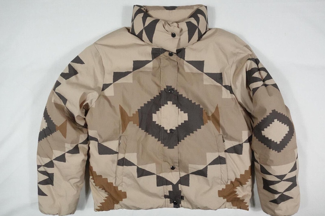 Polo Ralph Lauren Jacket Puffer Aztec Navajo Indian Down Beige RARE M ...