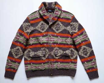 Cárdigan Polo Ralph Lauren Aztec Fair Isle de lana NUEVO CON ETIQUETAS XL