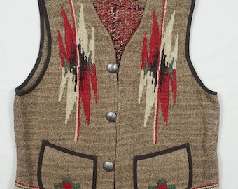 RRL Double Ralph Lauren Vest Aztec Navajo Southwestern Indian Linen Silk RARE S