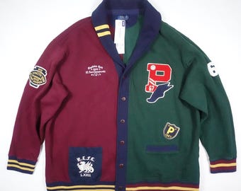 Polo Ralph Lauren Cardigan Sweaer Varsity Letterman P Wing Baseball NWT RARE 3XB