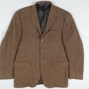 Polo Ralph Lauren Blazer Jacket Coat Brown Herringbone Tweed Italy Wool 40