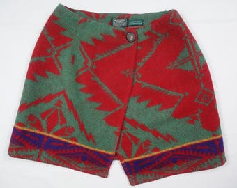 Falda campestre Polo Ralph Lauren Aztec Indian Wool Italy Vintage 90s RARA 6