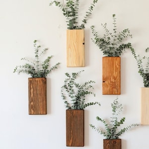 Wandvase aus Holz, Wandvase aus Holz für Blumen, Wandbehang aus Holz, Pflanzenhalter aus Holz, Wanddekor, Weihnachtsgeschenk