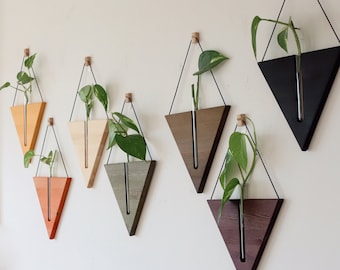 Holz Wand Pflanzer drinnen, Wandvasen Holzvasen für Blumen, Wandbehang Holz, Pflanzenhalter Holzwand, Wand Dekor, Weihnachtsgeschenk