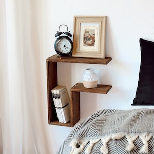 Floating Nightstand, Wooden Bedside Table for a Narrow place, Unique Design, Gift for Him, Birthday gift for Her