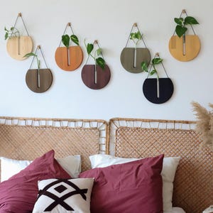 Rustic Wood Wall Planter - Hanging Vases for Flowers, Plant Propagation - Unique Wall Decor and Christmas Gift