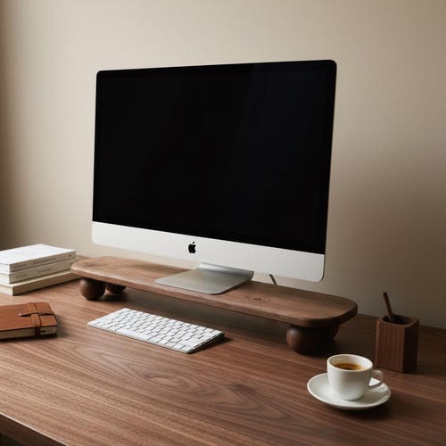 Wooden Monitor Stand in Walnut Oak Cherry Mulberry Juniper Wood