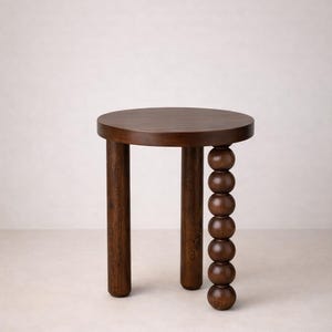 Minimalistischer Couchtisch aus Holz - Rundes Design - Stilvoller Beistelltisch für Wohnzimmer, Schlafzimmer, Blumenständer oder Nachttisch