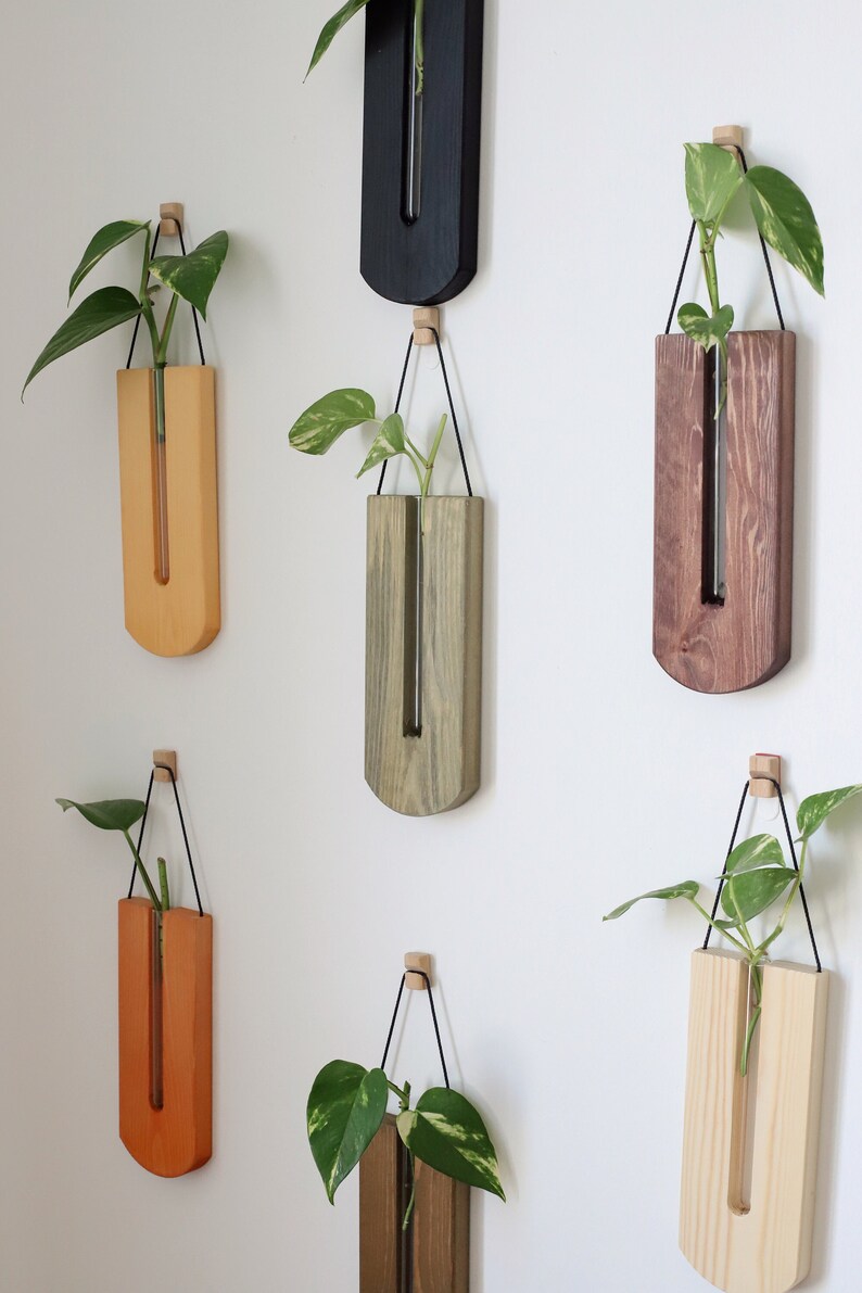 Wooden Wall Planter, Wooden Wall Vases for Flowers, Wood Wall Hanging ...