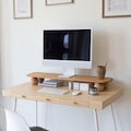 Minimal Wooden Monitor Stand – Ergonomic Desk Organizer for Home Office