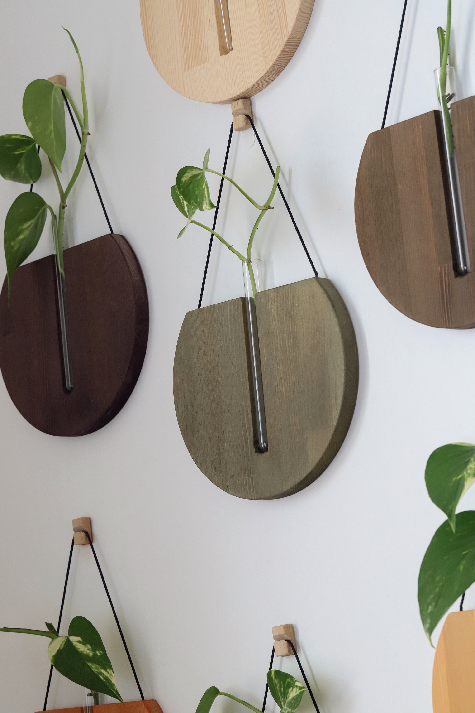 Wooden Wall Planter Indoor, Wooden Wall Vases for Flowers, Wood Wall ...