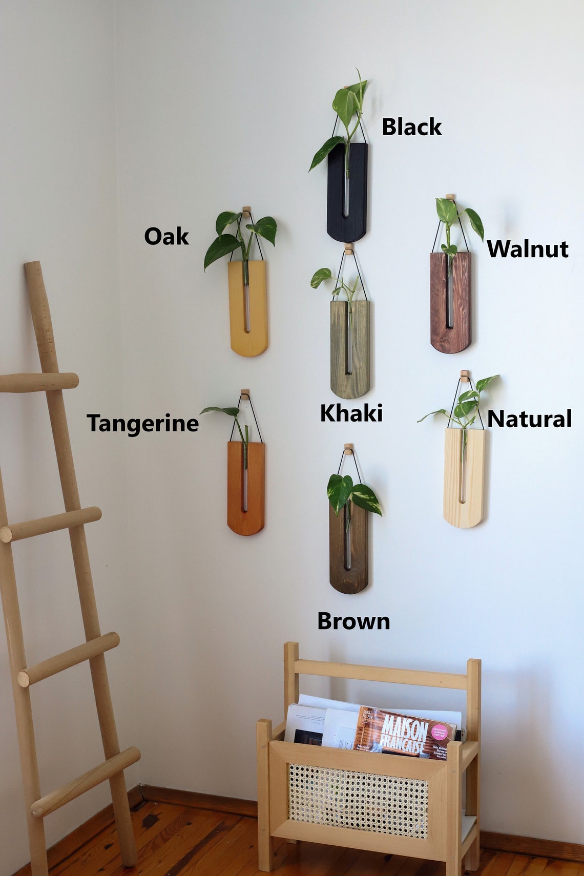 Wooden Wall Planter, Wooden Wall Vases for Flowers, Wood Wall Hanging ...