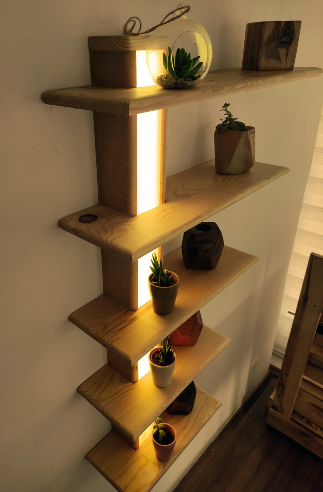 Photo inspiration: Floating Shelf Five Tier Minimalist Wood Wall Shelves Mid Century Photo Inspiration